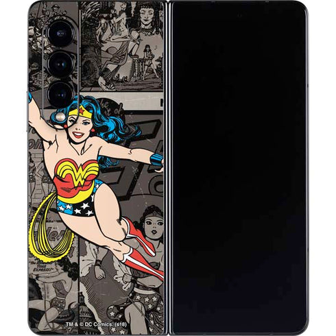 DC Comics Wonder Woman Vintage pose pattern Galaxy Z Fold4 5G Skin